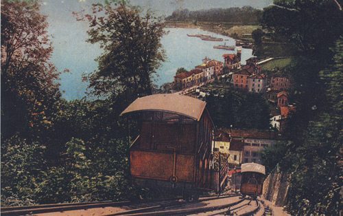 Mount Brè funicular railway in 1908 (printed by Colortype - Lugano)