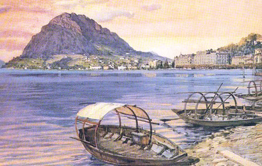 Dipinto del Monte San Salvatore, come ancora oggi si può ammirare dai nostri appartamenti in affitto a Lugano.